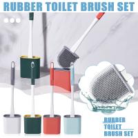 Cepillo De Limpieza De Inodoro De Silicona Con Soporte Cabeza Plana Y Pincel Suave Flexible Para Baño Y Cocina Accesorios Ecológicos Para El Hogar - details 0