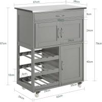 Cocina Estantería de Cocina Isla Ccocina con Barra Carrito de Servir Blanco 67 x 37 x 87cm FKW45-WN ES - details 11