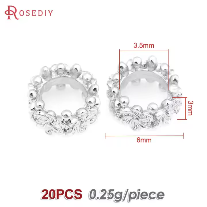Cuentas espaciadoras de latón con flores de 6MM 8MM 10MM color oro de 18K, cuentas de gran tamaño para pulseras, cuentas de alta calidad para la fabricación de joyería DIY y collares. - 1