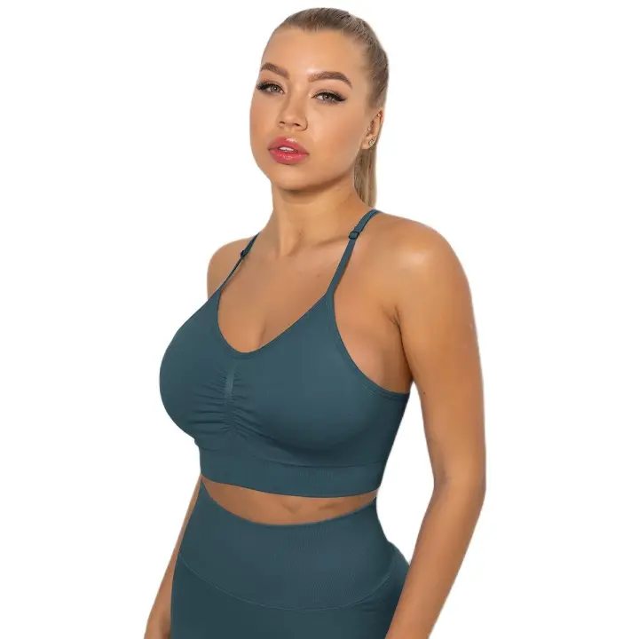 Sujetadores deportivos para mujer, ropa interior de gimnasio, cómodos para correr, a prueba de golpes, transpirables, sin mangas, para yoga - 1