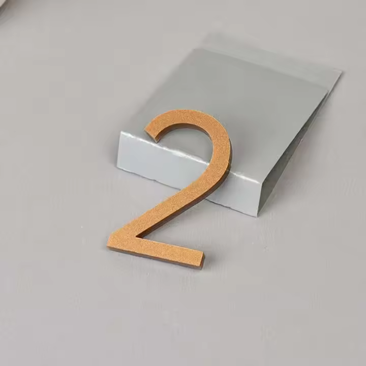 Placa de Puerta de Apartamento Moderno de Acrílico 3D Autoadhesivo, Negro Oro, Dígitos 0-9 - 1
