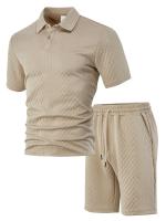 Los hombres de verano de manga corta Traje de Jacquard Casual Sports Hombres Slim Lapelado POLO Camisa de manga corta Traje - details 8