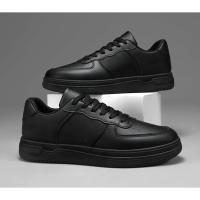 Zapatos De Cuero Para Hombre Negros Clásicos Planos Deportivos Con Cordones Zapatillas De Skateboarding Blancas Casual Para Caminar Y Correr - details 4
