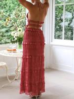 Conjunto a juego de faldas plisadas con chaleco y cuello redondo liso, traje de retazos sin mangas para primavera y verano para mujer, trajes de mujer con cintura elástica 2025 - details 4