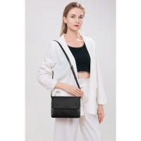 Bolso bandolera minimalista negro para mujer - Bolso de hombro vegano con múltiples bolsillos, cierre en tono dorado y correa ajustable, bolso elegante para todos los días, bolso bandolera pequeño - details 10