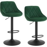 Taburete de Bar de Terciopelo Altura Ajustable Diseño Giratorio Sillas de Cocina Verde Oscuro - details 0