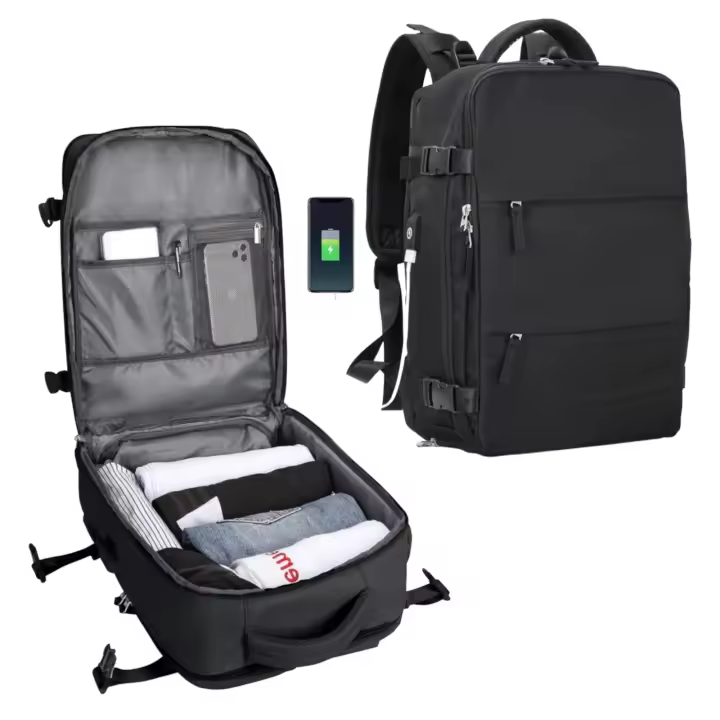 45x36x20 cabinas de avión equipaje de mano impermeable y espacioso con compartimento para zapatos y puerto USB mochila multifunción antirrobo - 1