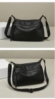 Bolso bandolera de piel auténtica para mujer, correa de hombro ajustable, diseño minimalista de gran capacidad, cierre de cremallera, capa de piel de vaca suave, blanco/negro, fabricado en Guangzhou, bolso de viaje versátil, accesorio elegante, costuras d - details 15