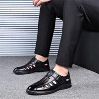 Sandalias de verano para hombre, nuevas, huecas, para playa, de piel suave y transpirable, con velcro. - details 10