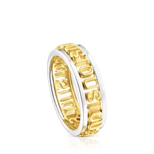 Anillo con logo vermeil de plata y oro de 18 quilates - 1