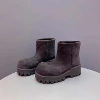 Xinziyu Botas de mujer con plataforma alta y cabeza grande de ante marrón con parte inferior gruesa para invierno - details 4