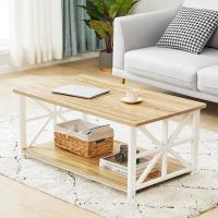 Mesa de Café con Redonda de 100cm, Tablero de Estilo Moderno en Macro de para la Salón, Beige - details 5