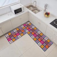 Alfombrilla de Mandala de estilo bohemio, alfombra antideslizante a cuadros suaves, Floral, rectangular, para cocina y sala de estar - details 6