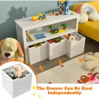 Armario para Juguetes con 3 Cajones con Ruedas, Estantería Infantil de Madera, Mueble de Almacenamiento con Estante Abierto, Contenedor para Habitación Infantil, Oficina - details 2