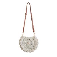 Bolso tejido con hilo de algodón con borde de flores, bolso cruzado de paja Retro ahuecado, bolso tejido de estilo étnico con perlas transpirables para uso diario - details 5