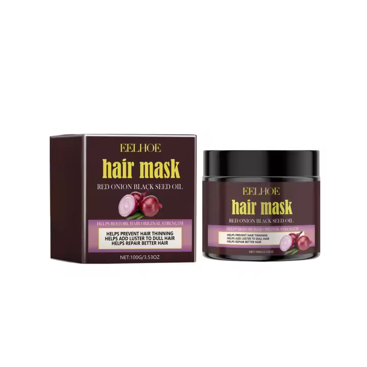 La mascarilla capilar con aceite de semilla negra de cebolla roja repara el frizz, fortalece el cabello, dejándolo suave y brillante. - 1