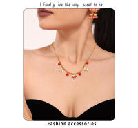 Lujoso collar de joyería temática brillante pendientes de pulsera Mujer impermeable Joyas de Maple inoxidable Exquisito conjunto - details 3