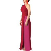 Invitada con un hombro largo y diseño de bloques de color Wo, estilo elegante, vestido de noche de boda de longitud media, vestido nquet para Wo, estilo, , - details 19