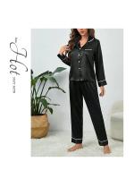 Pijamas de Seda para Mujer Tops y Pantalones de Talla Grande Ropa de Dormir Informal con Botones - details 8