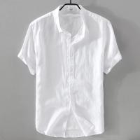 Verano pantalón corto casual manga color sólido simple camisa de hombre versátil clásico tops - details 3
