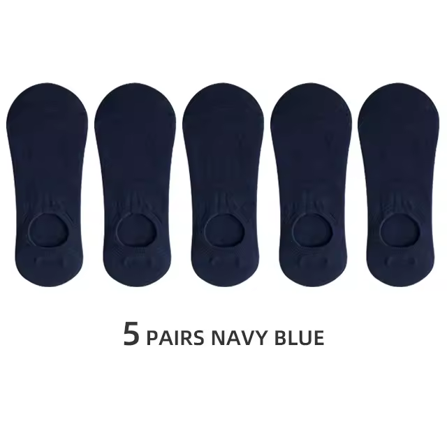 Calcetines invisibles de algodón y silicona para hombre, medias tobilleras antideslizantes, transpirables e informales, 5 pares - 1