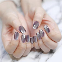 Parche de uñas postizas de color púrpura y gris, pegamento extraíble, párrafo corto, moda, ahorra tiempo, 24 piezas - details 5