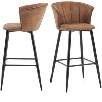 de 2 Taburete de Bar con Respaldo, Apoyabrazos y Reposapiés Sillas Tapizados de Gamuza Vintage Industrial Asiento de 72 cm de Altura para Cocina, Bar, Comedor, Marrón - details 0