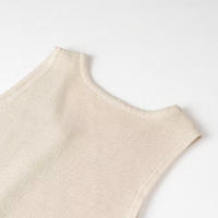 Vestido elegante de punto liso para mujer sin mangas, cuello redondo, botonadura sencilla con bolsillos - details 8