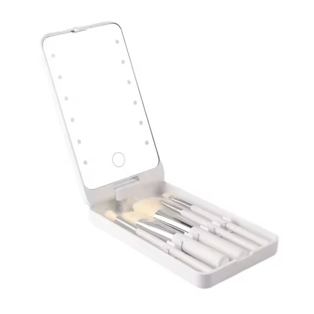 Espejo de maquillaje Caja de almacenamiento Espejo de maquillaje compacto plegable - 1