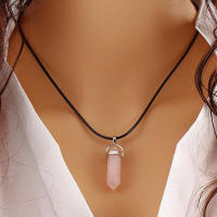 Collar de piedra Natural para mujer, collar elegante de cuero con piedra transparente, Cristal salvaje, sin cuello, 1 unidad - details 3