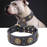 CP640--1Pc perro cuero resistente, Collar de lujo hecho a mano para mascotas con hebilla ustable, uste suave y duradero. - details 3