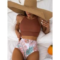 Bikini Sexy para mujer, traje de baño de cuello alto, traje de baño femenino de dos piezas, conjunto de Bikinis de cintura alta, ropa de playa para traje de baño 2024 - details 3