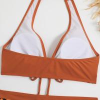 Bikini abierto con estampado de hojas retro en talla grande, conjunto de traje de baño de dos piezas con correas estables para mujer - details 64