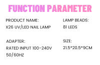 Secador de Gel de UVA Profesional 380W Lámpara LED de 84LEDs con 4 Timeros Automáticos - details 34