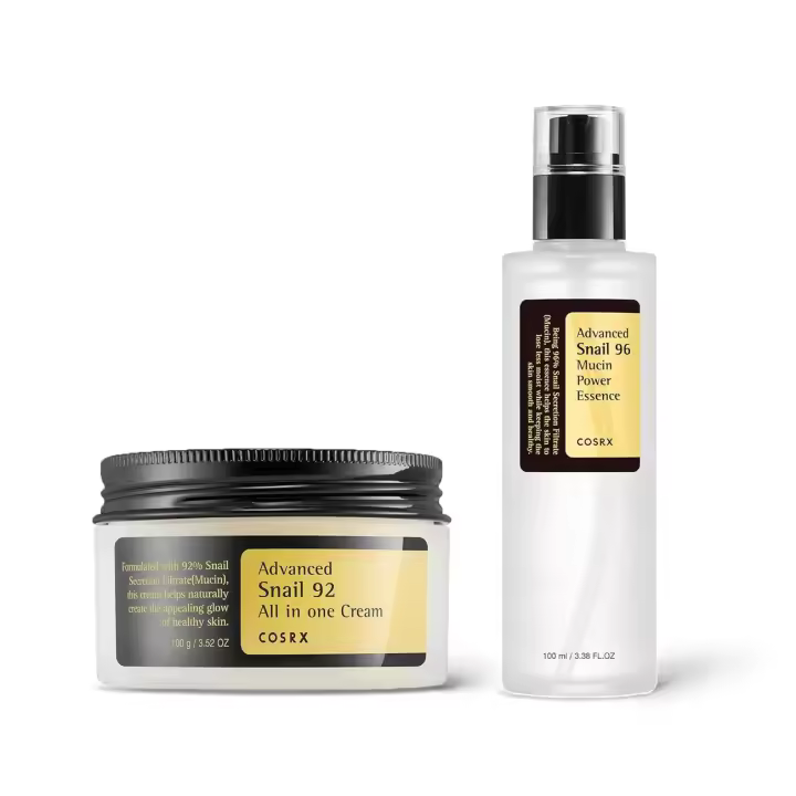 COSRX Best Seller Duo- 92 Cream & 96 Essence, gel hidratante diario y suero hidratante para el rostro con filtrado de secreción de caracol, - 1