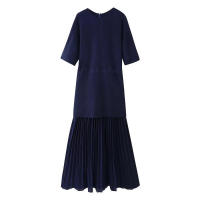 Vestido Elegante de Plechos BUNO Moda en Punto Cálido con Cuello Redondo y Mangas Cortas - details 10