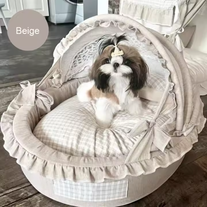 Sofá cama con forro polar de felpa para perro y gato, artículo de lujo para cachorro, gatito, Princesa, color rosa, cálido y esponjoso, de lujo, para invierno - 1
