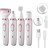 Depiladora de eliminación indolora 4 en 1, recortadora recargable, maquinilla de afeitar corporal para mujer, cara, pierna, axila, Bikini, afeitadora púbica, removedor de vello - details 5