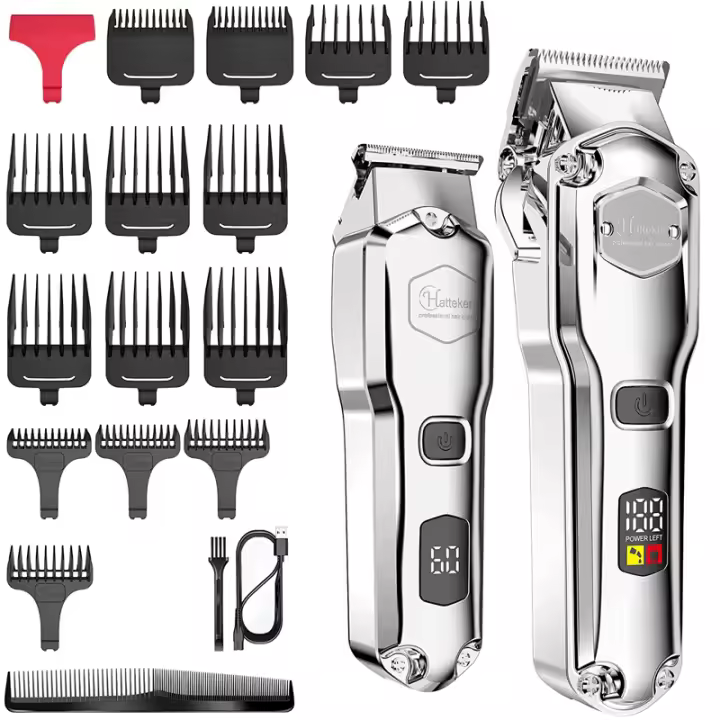 Kit combinado de cortadora de pelo ajustable profesional para hombres, máquina eléctrica potente para cortar el pelo y la barba, barbero - 1