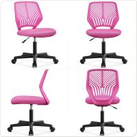 Silla Escritorio de Oficina Ergonómica Silla Giratoria Altura Ajustable sin Reposabrazos Asiento Malla Rosa - details 2