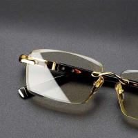 Gafas de lectura premium sin bordes para presbicia de material metálico natural y gafas masculinas para edades de 1,0 a 4,0 - details 1