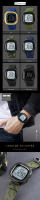 Reloj Deportivo Digital SKMEI Cuadrado Para Hombres con Correa de Cuero PU Banda Ancho 22mm Movimiento Digital Carreras Crónicas 12/24 Horas - details 1