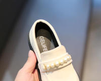 Zapatos de cuero para niñas, mocasines negros sin cordones, planos, perlas de estilo británico, para fiesta escolar, boda, novedad - details 20