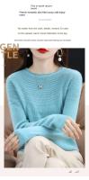 100% suéter de punto de lana Merino Otoño/Invierno 2024 nuevo jersey de cuello redondo para mujer Top hueco 11 colores abrigo versátil NJR1107 - details 2