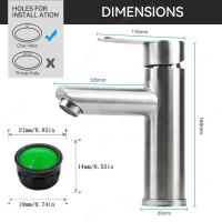 Grifo de cocina de acero inoxidable, grifo de agua fría y caliente, grifos de lavabo, juego de accesorios para bañera y baño, mezclador de baño y fregadero - details 8
