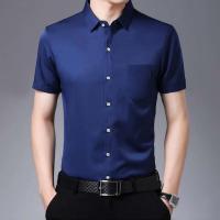 Camisa de manga corta informal de negocios para hombre, color sólido, resistente, sin arrugas, top multifuncional cómodo para todas las estaciones, nuevo - details 2