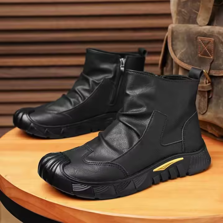 Resistente al desgaste para otoño e invierno, botas de ante negras antideslizantes, zapatos nuevos para hombre, botas cómodas de cuero de caña media - 1
