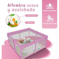 Bebe 120x120cm + Alfombra Bebe – Corralito Bebe con Malla Transpirable – Parque de Juegos Bebe Plegable con Puerta Lateral – Parque Infantil Bebe - Gris - details 9