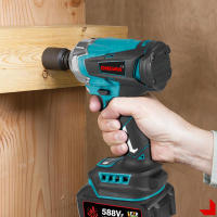 ONEVAN-llave de impacto eléctrica sin escobillas, 1200N.M, Kit de enchufe hexagonal inalámbrico de 1/2 pulgadas, herramienta de destornillador 3 en 1 para juego de pines de batería Makita - details 9