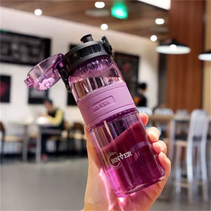 Botella de agua deportiva portátil de gran capacidad, 500ML, hervidor de viaje, taza de agua para estudiantes, taza de plástico para gimnasio - 1